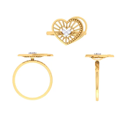 Heart Shaped Unique Gold Rings For Women