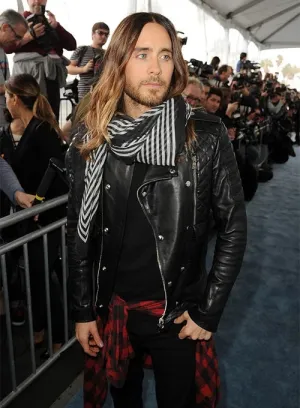 Jared Leto Quilted Leather Motorcycle Jacket