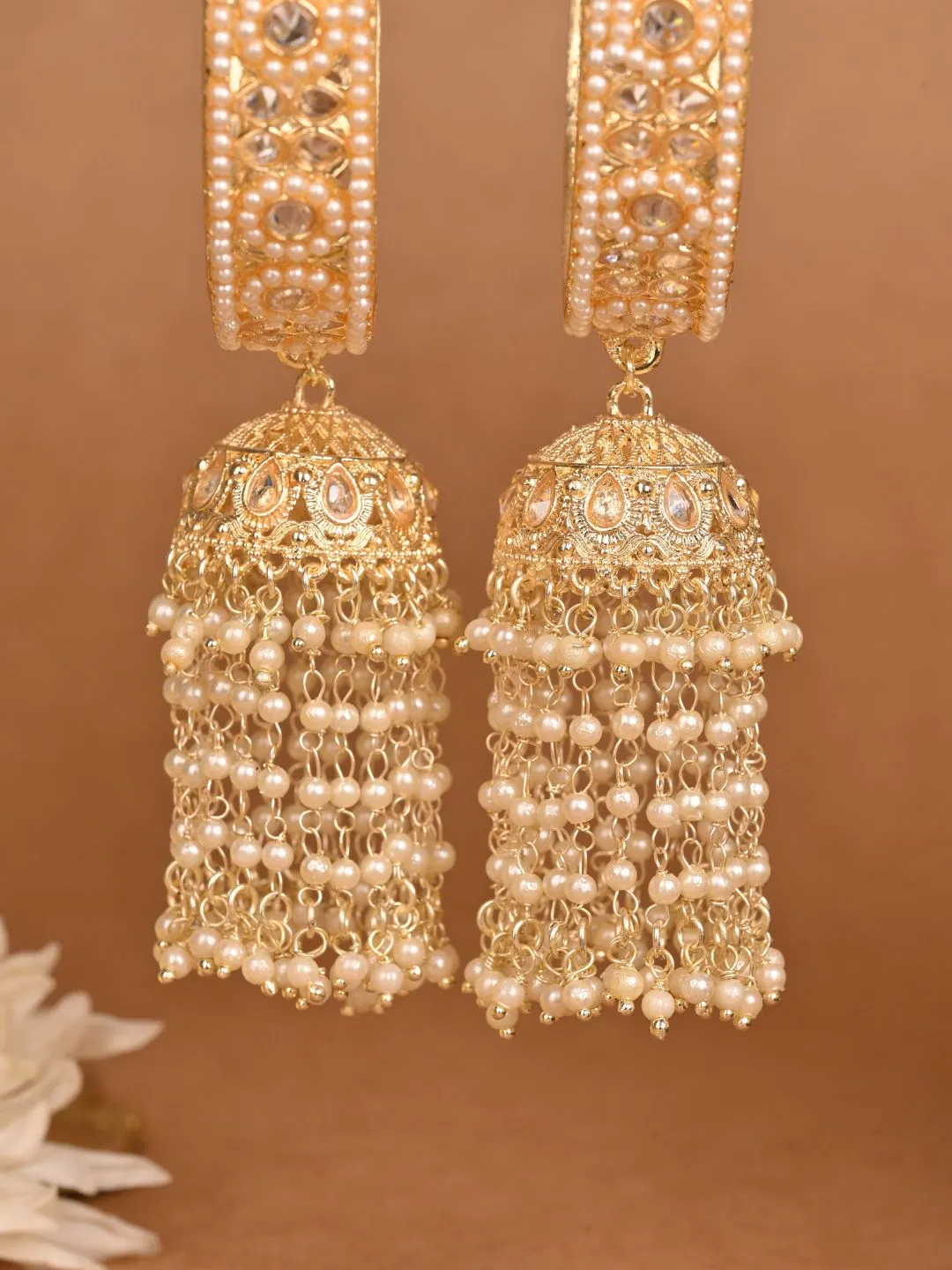 Kundan And Pearl Studded Hanging Bangles