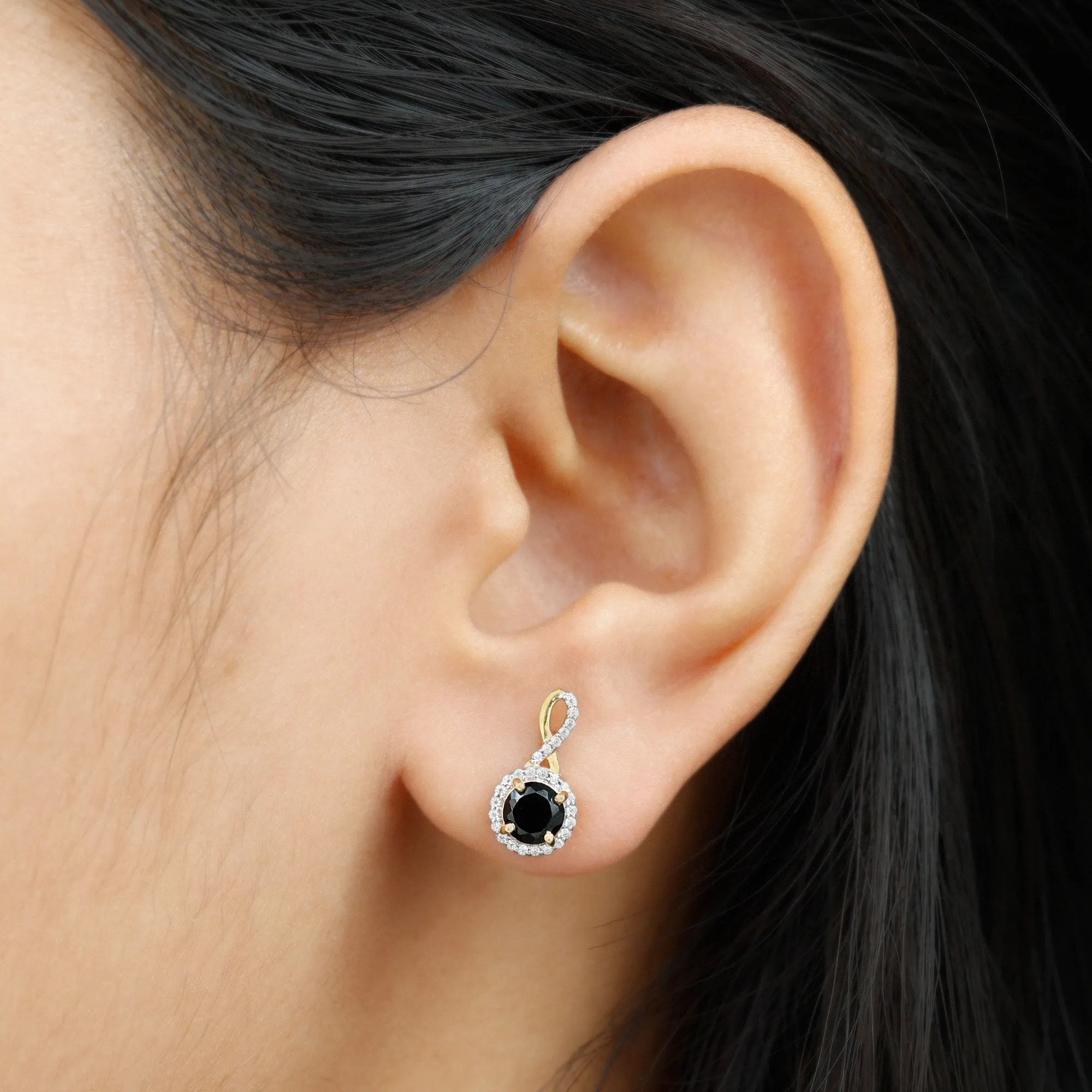 Lab Grown Black Diamond Minimal Infinity Stud Earrings with Diamond