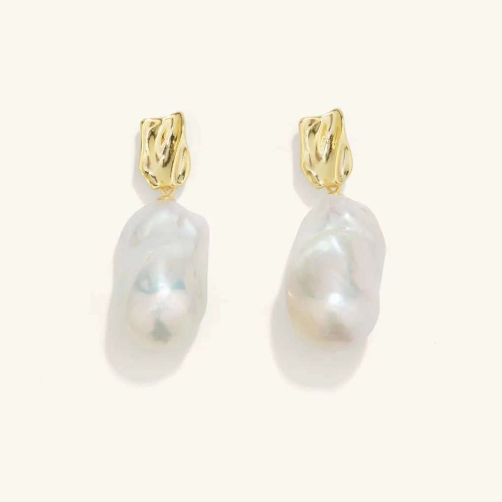 Large Baroque Pearl Drop Earrings