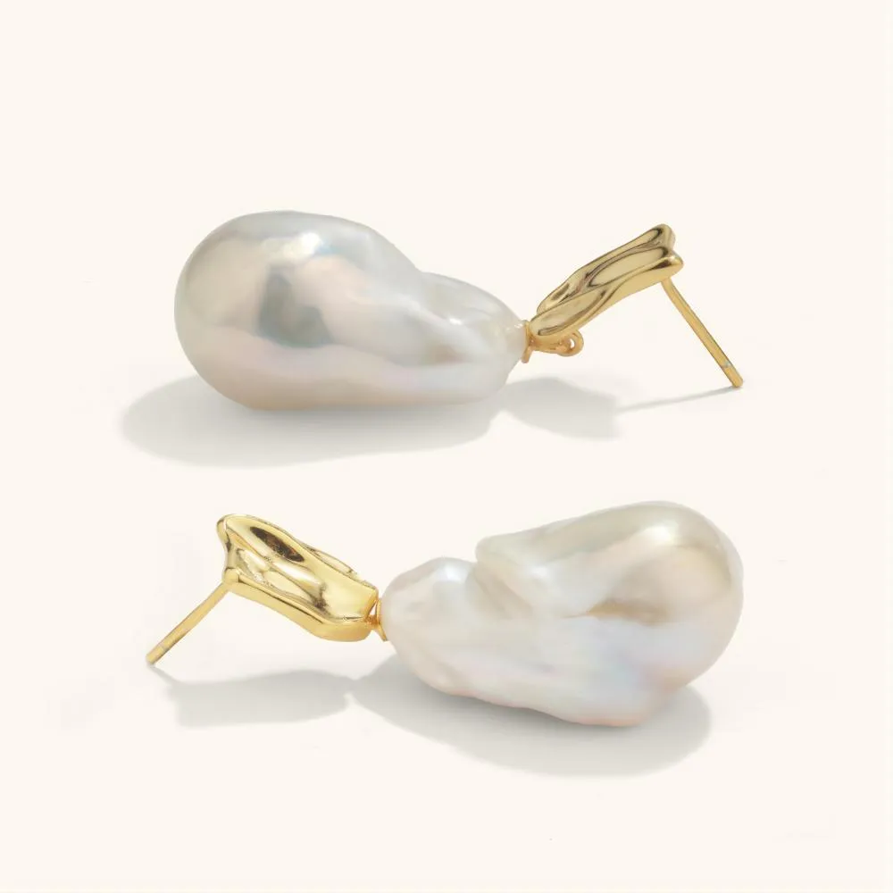 Large Baroque Pearl Drop Earrings