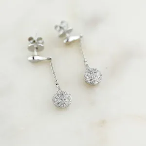 Leaf Drop Earrings 18K White Gold