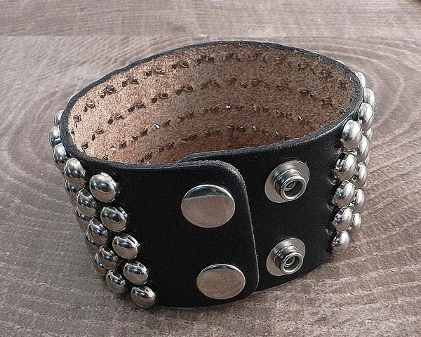 Leather Cuff Bracelet Stud 5 row Cuff Strap