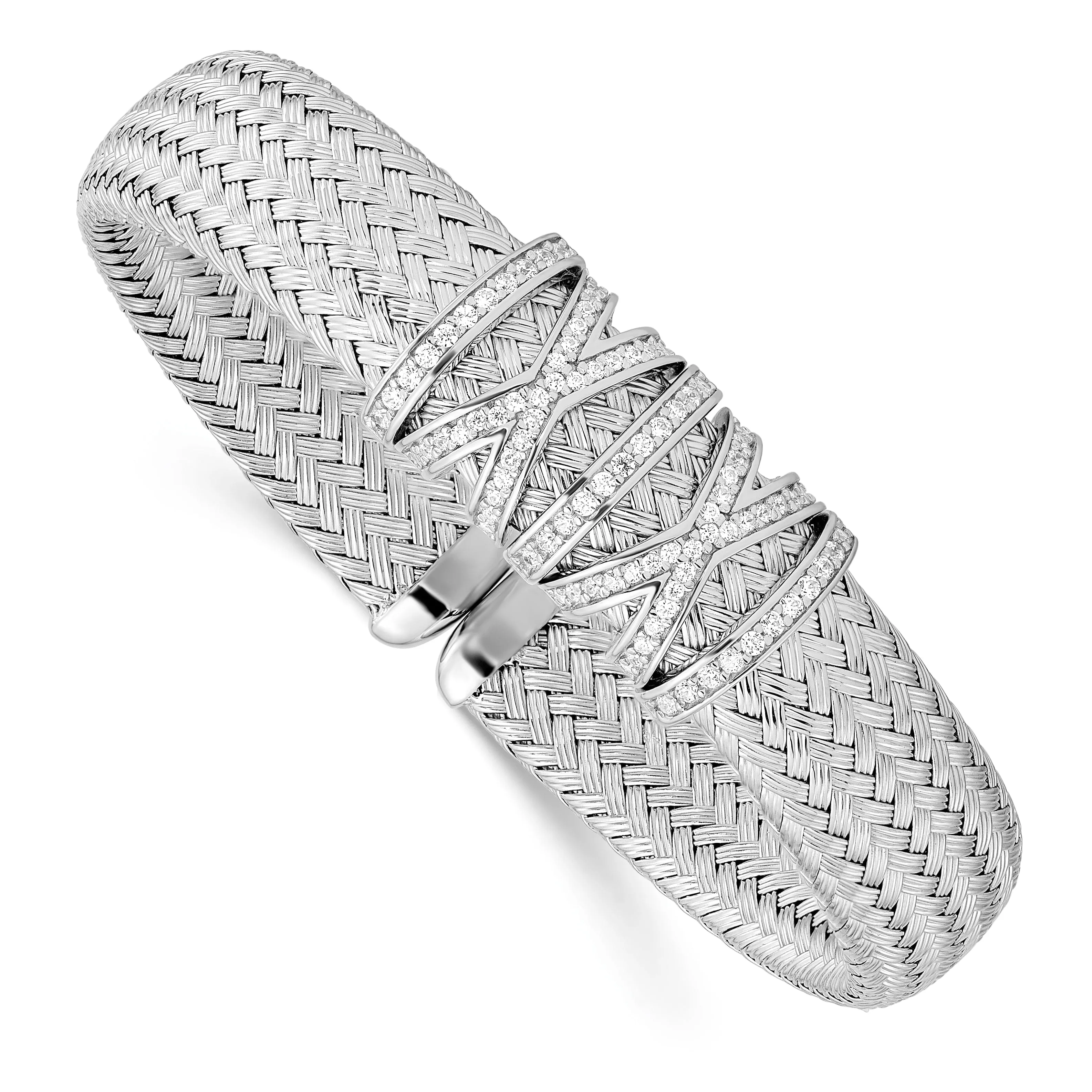 Leslie Sterling Silver Cubic Zirconia Woven Cuff