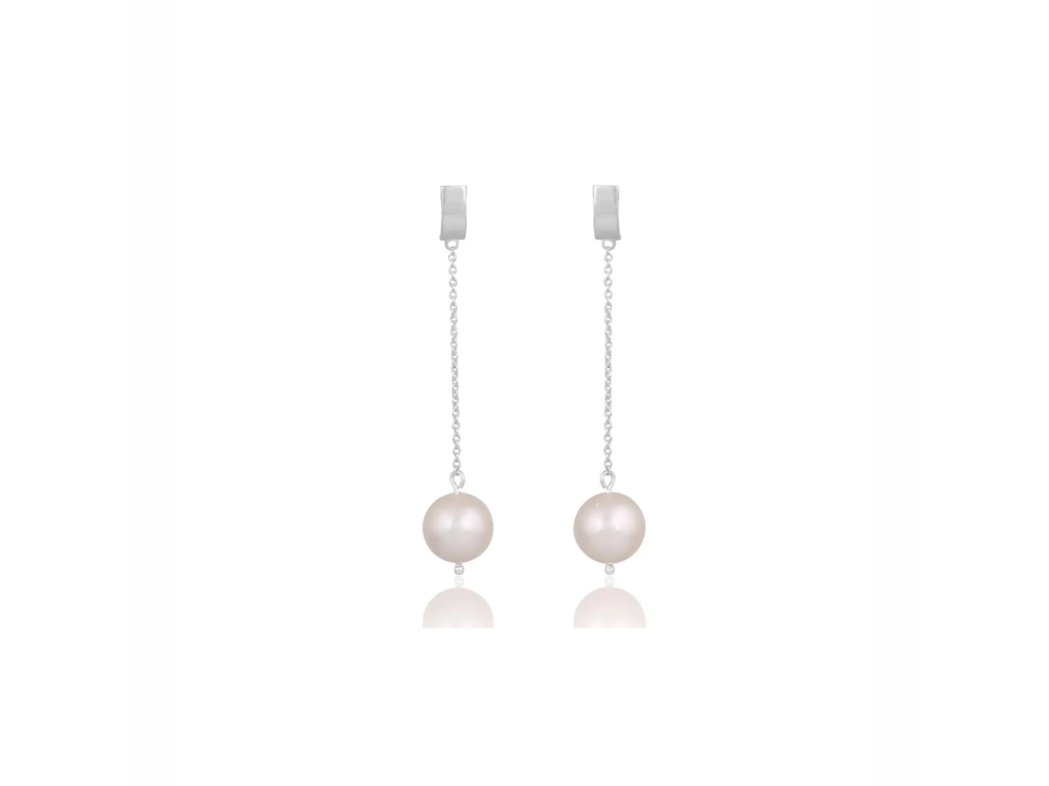 Lola Knight - Ada - Minimal Bridal Pearl Earrings - Silver