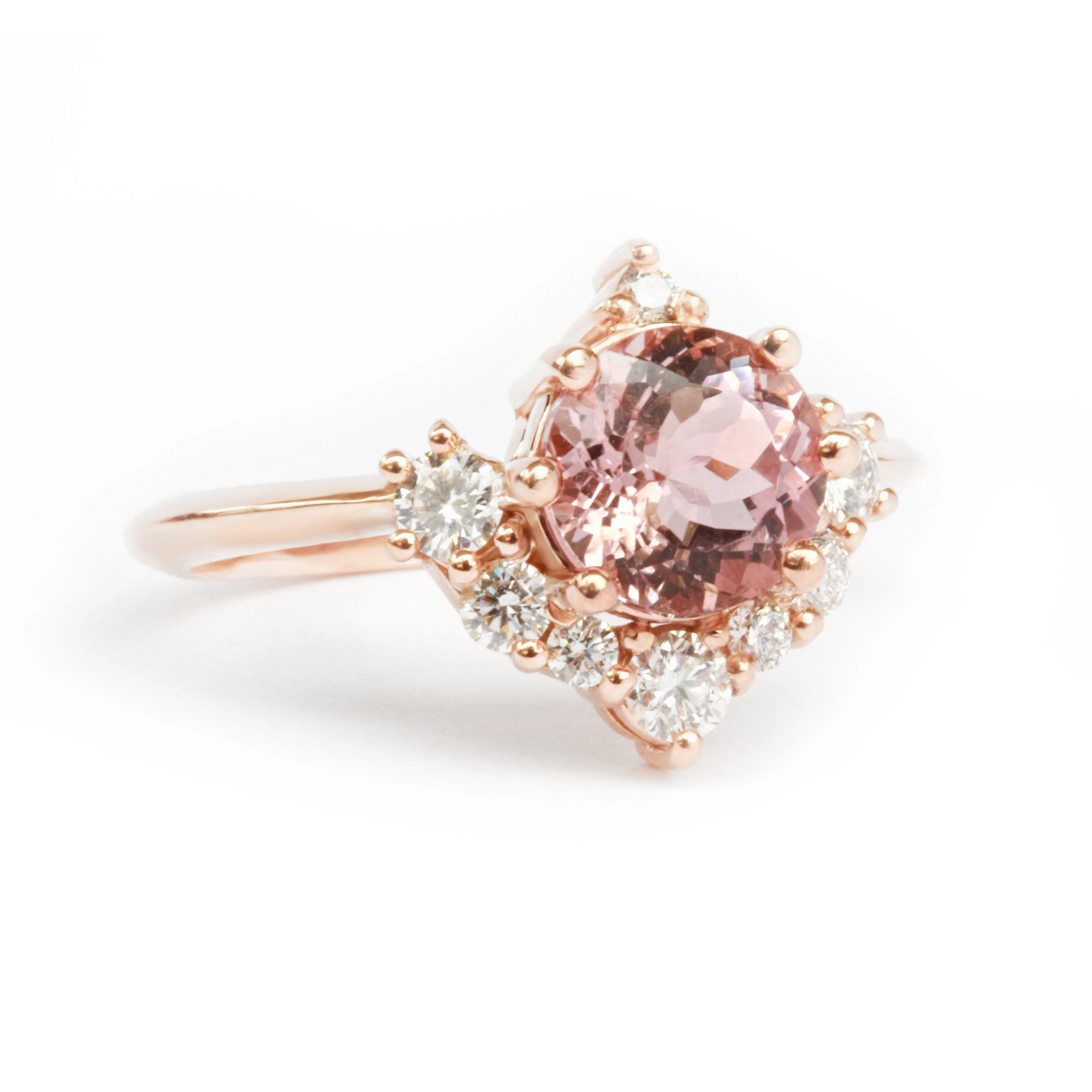 Luna, Morganite & Diamonds Unique Cluster Engagement Ring