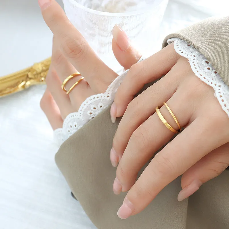 Minimalist Japanese and Korean Stacking Ring for Women with Unique Personality