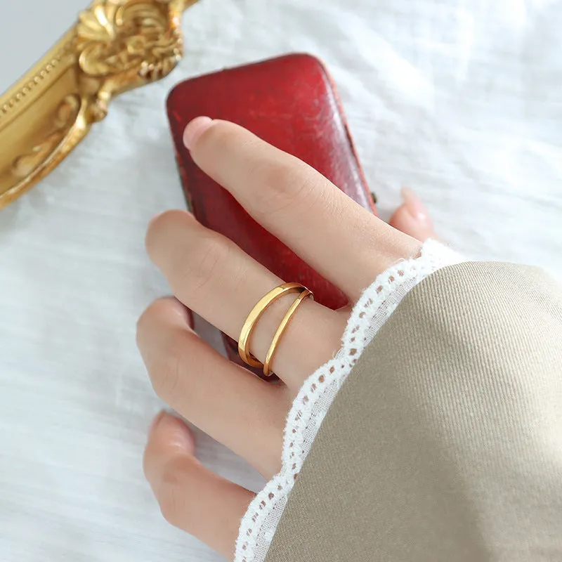 Minimalist Japanese and Korean Stacking Ring for Women with Unique Personality