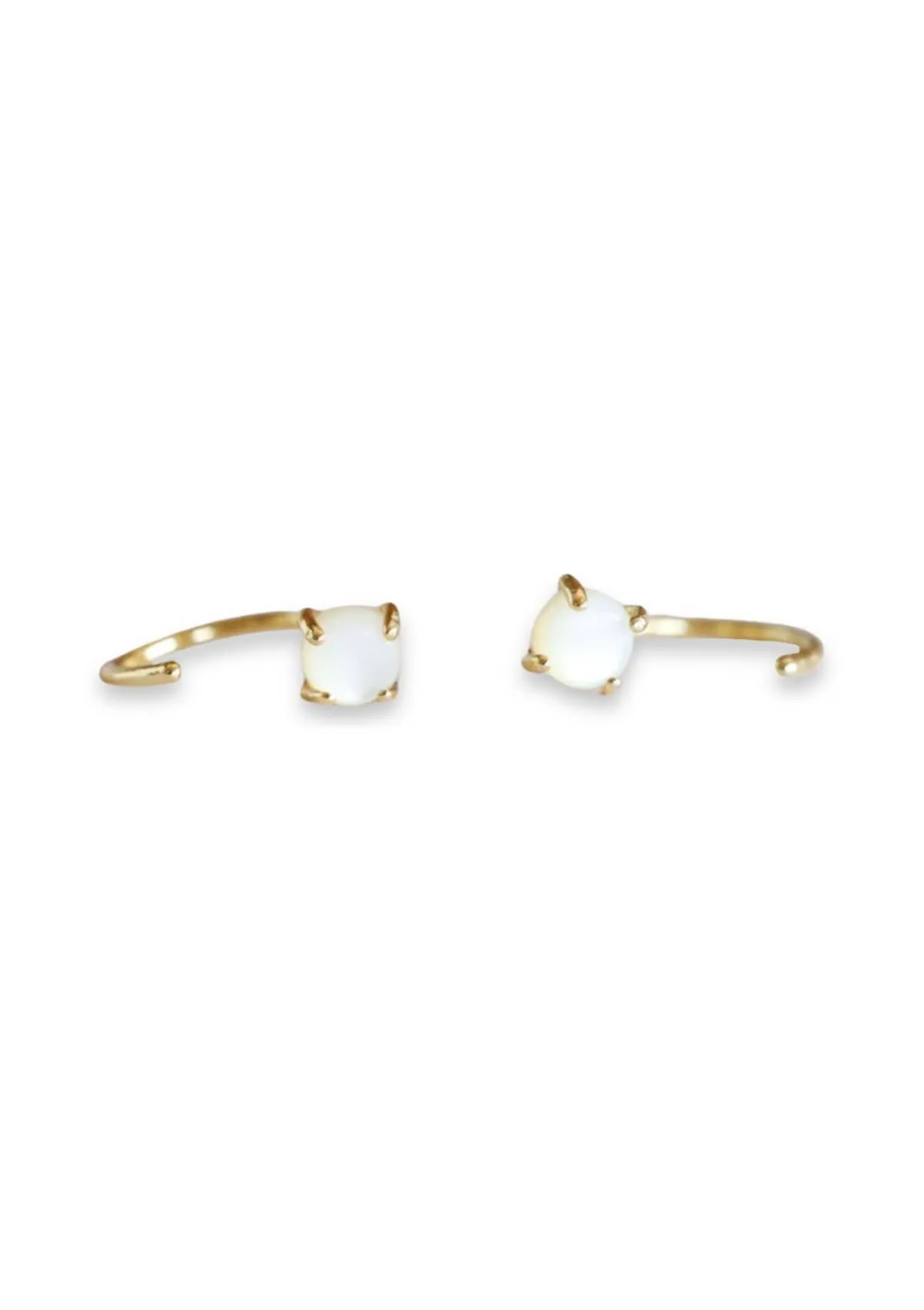 Mother Of Pearl Gold Huggies Earrings