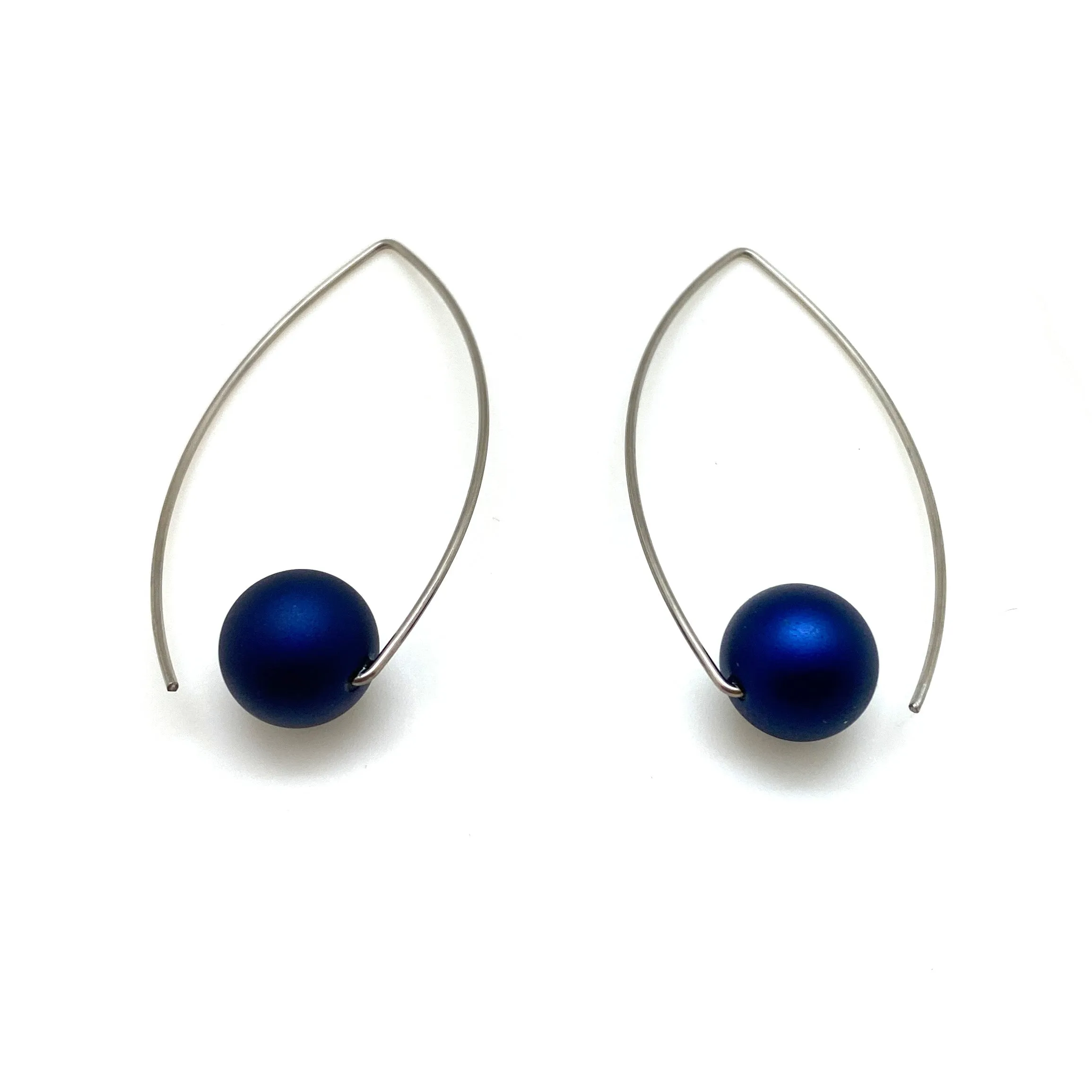 Navy Blue Inverted Sphere Earrings