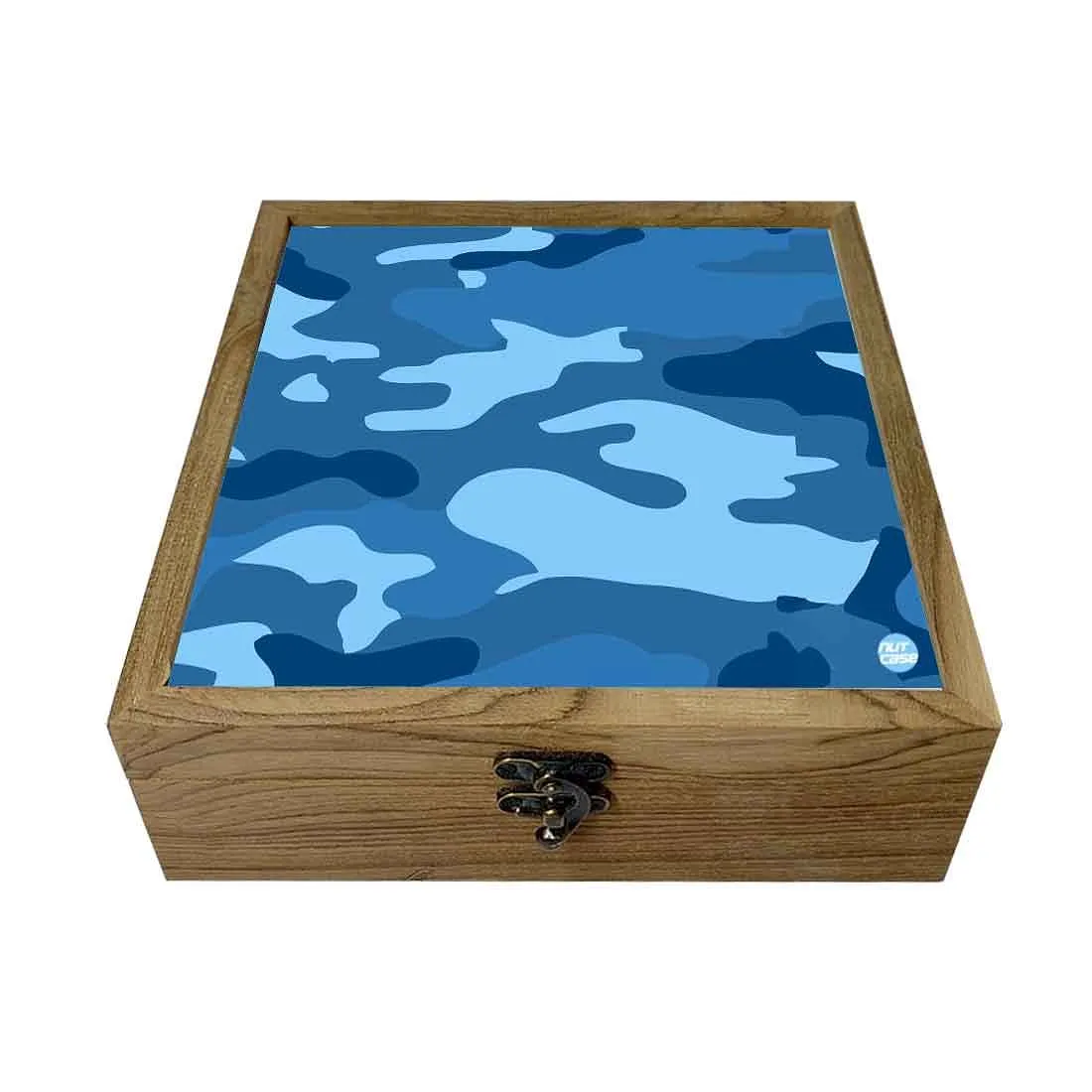 Nutcase Designer Jewellery Organisers Wooden - Unique Gifts -Blue Army Camouflage