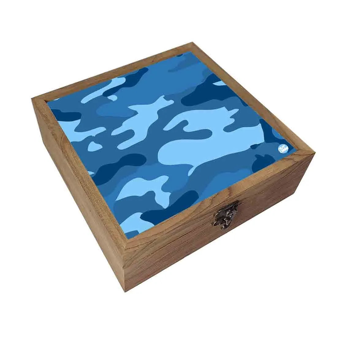 Nutcase Designer Jewellery Organisers Wooden - Unique Gifts -Blue Army Camouflage