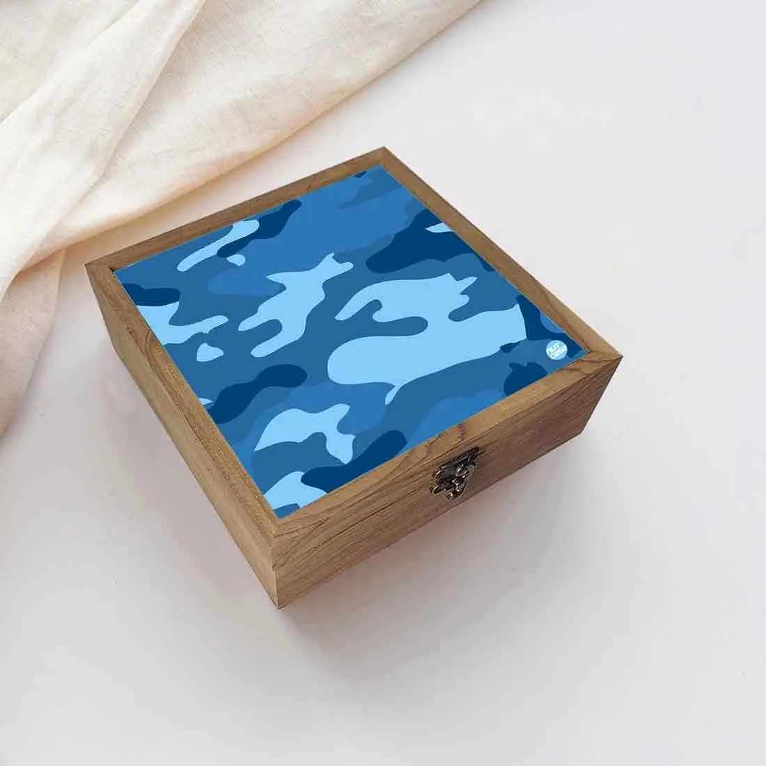 Nutcase Designer Jewellery Organisers Wooden - Unique Gifts -Blue Army Camouflage