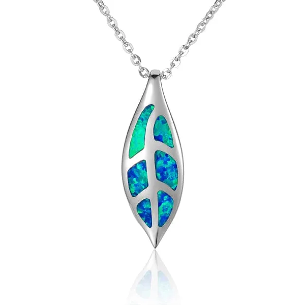 Opal Maile Leaf Pendant