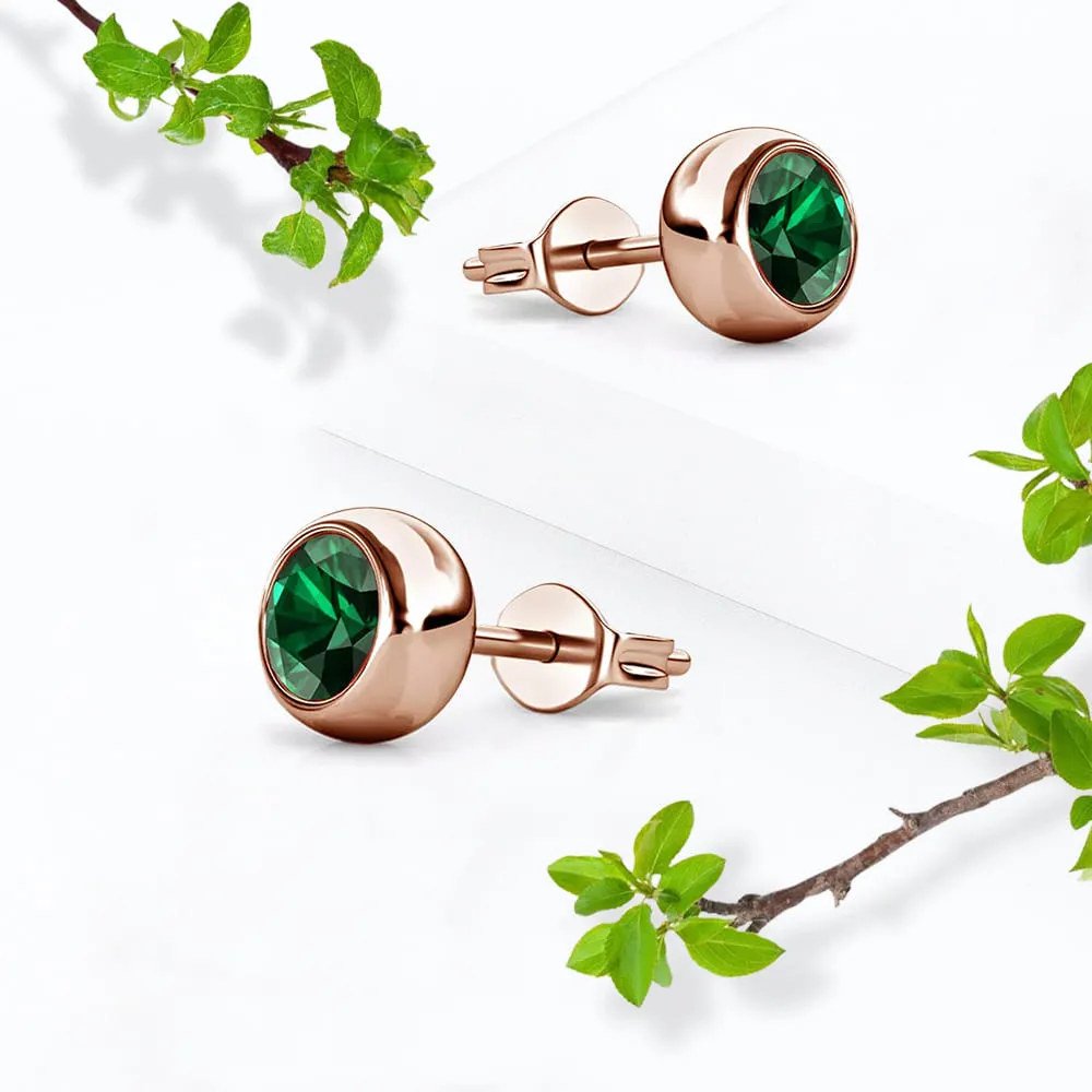 Opulence Earrings Embellished with Emerald SWAROVSKI Crystals in Rose Gold