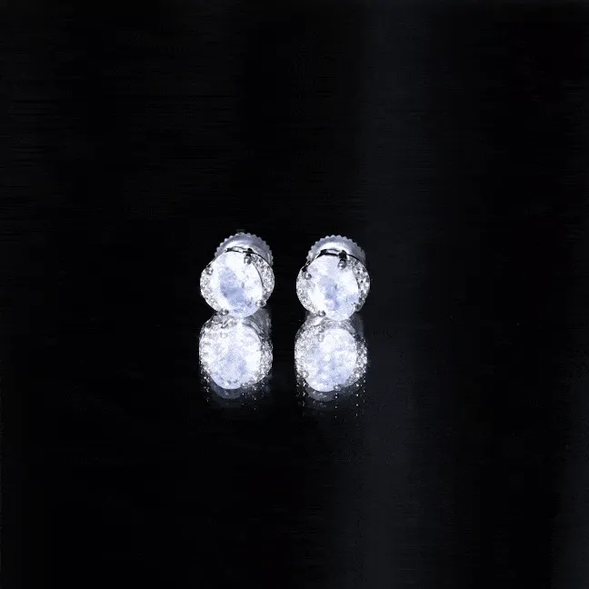 Oval Moonstone Minimal Solitaire Stud Earrings with Diamond