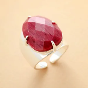 Premium Big Red Natural Stone Ring