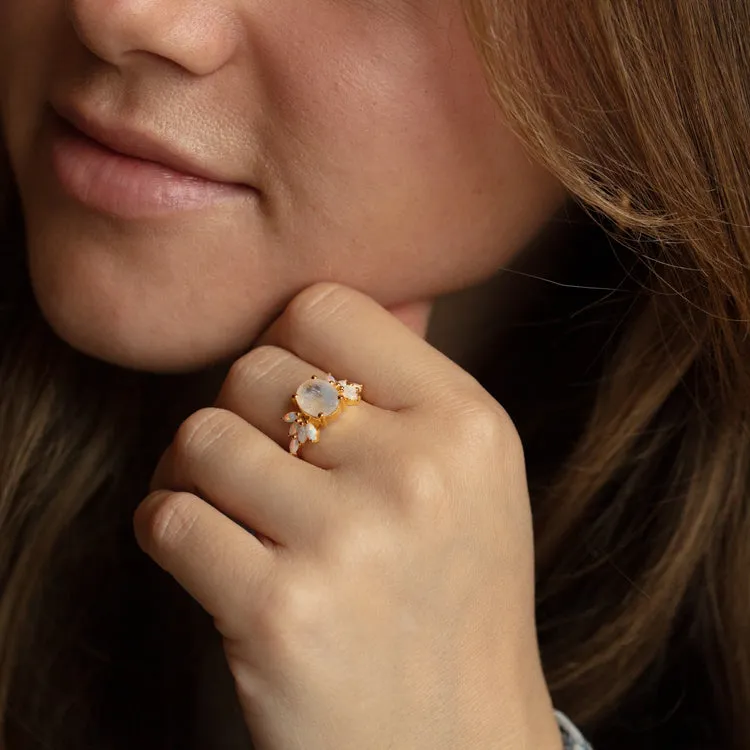 Rainbow Moonstone and Opal Candy Crush Ring