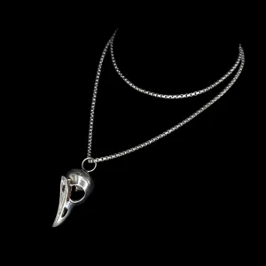 Raven Skull Pendant on Rd Box Chain 24"