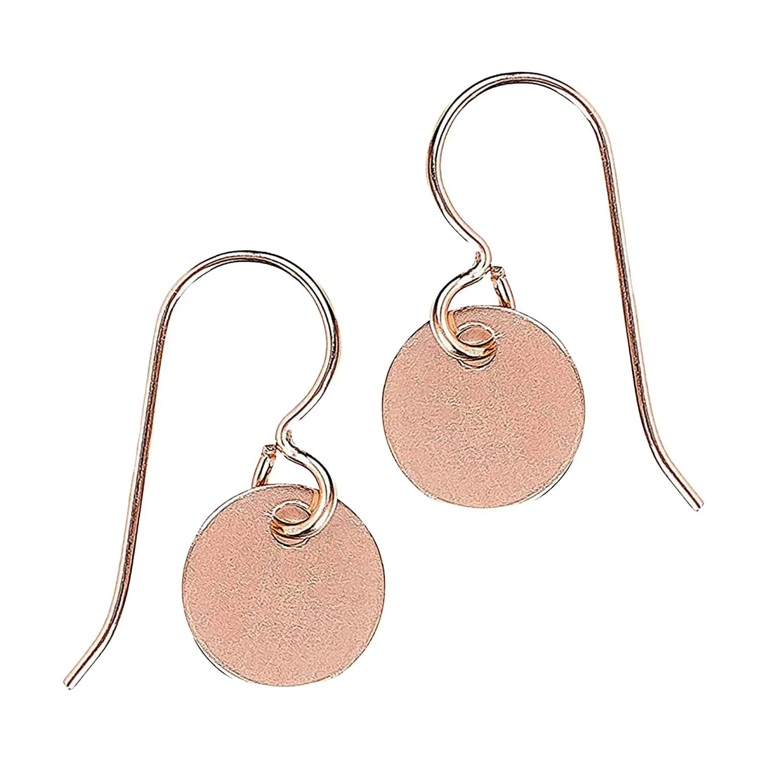 Round Circle Disc Dangle Earrings | Rose Gold