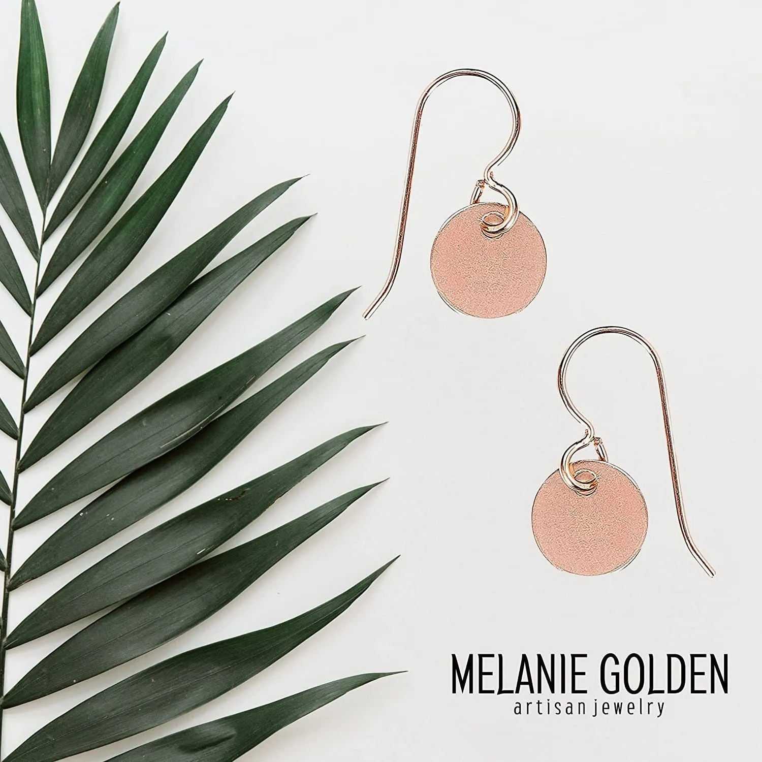 Round Circle Disc Dangle Earrings | Rose Gold