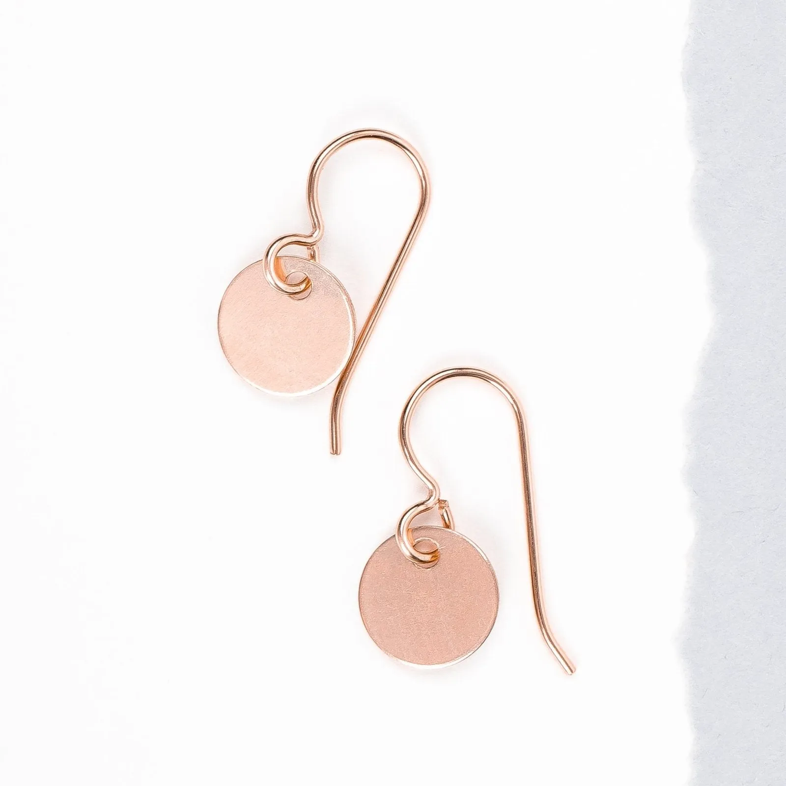 Round Circle Disc Dangle Earrings | Rose Gold