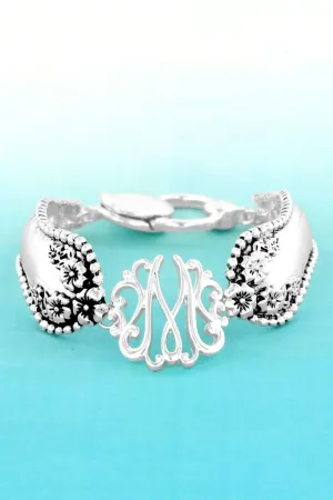 SALE! Silvertone 'M' Flourish Initial Spoon Bracelet