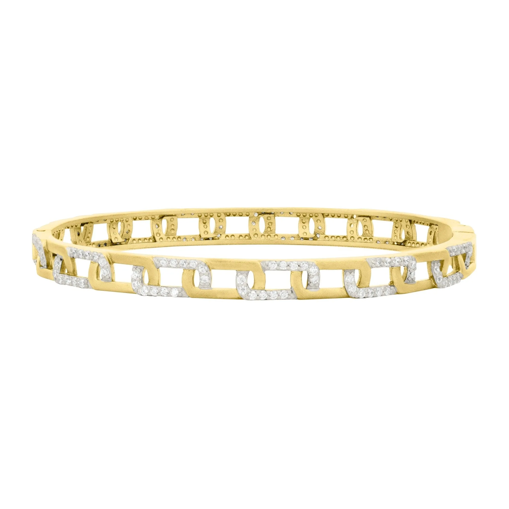 Signature Grit Chain Link Pavé Thin Hinge Bangle