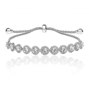 Silver & Co Halo Style Claw Set Pull Cubic Zirconia Bracelet SBG0033