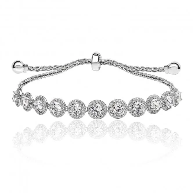 Silver & Co Halo Style Claw Set Pull Cubic Zirconia Bracelet SBG0033