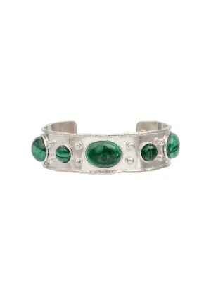 Silver Byzantine Bracelet with Malachite