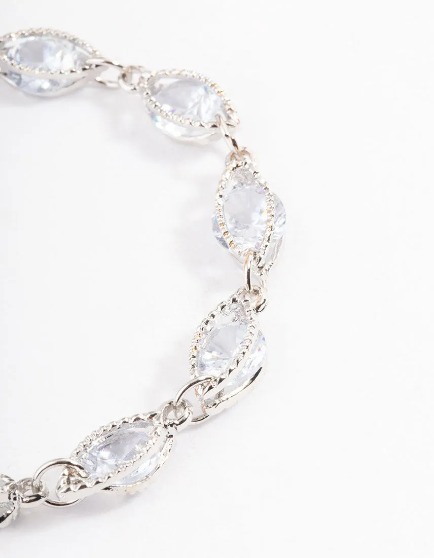 Silver Classic Marquise Cubic Zirconia Bracelet