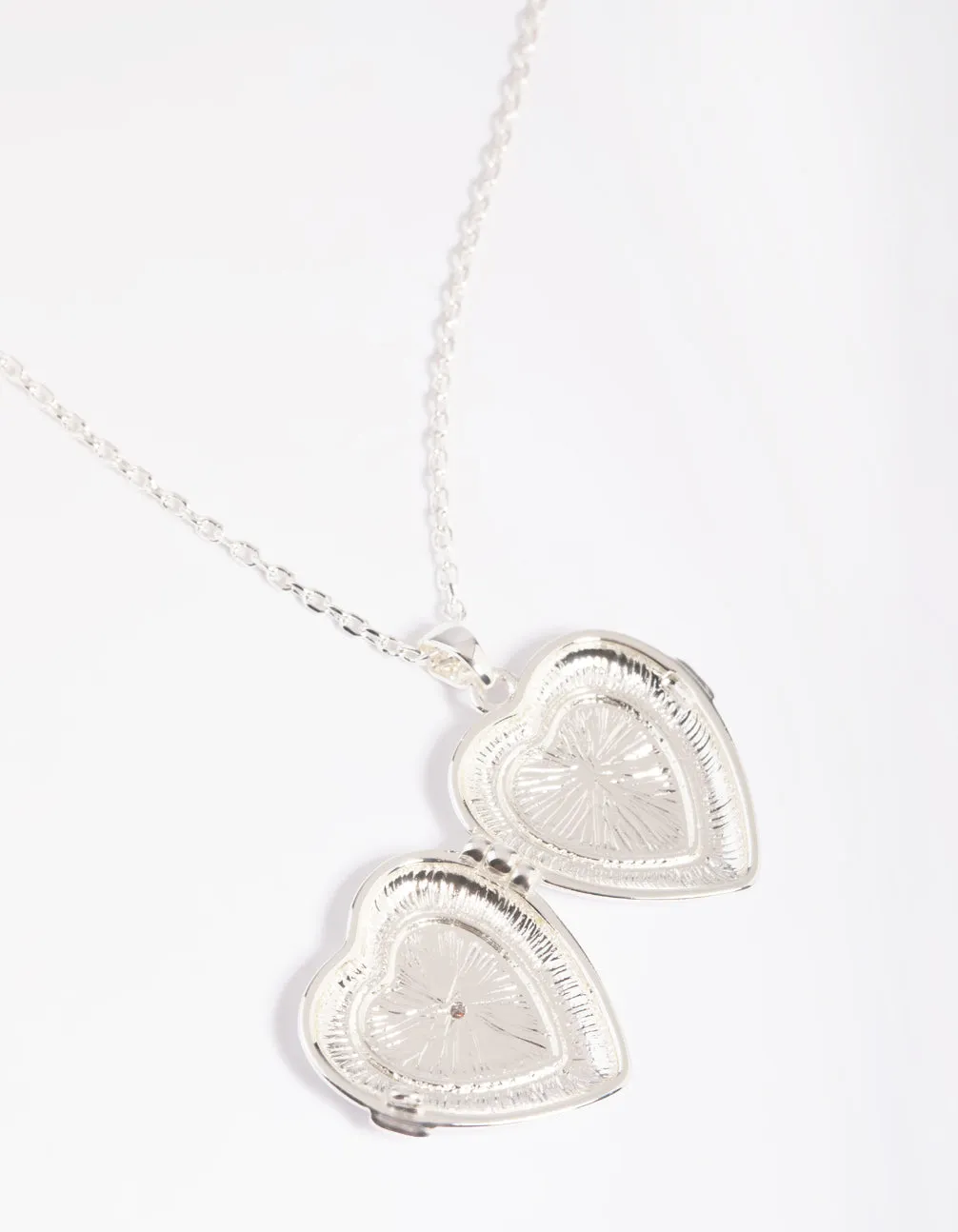 Silver Plated Cubic Zirconia Heart Locket Necklace