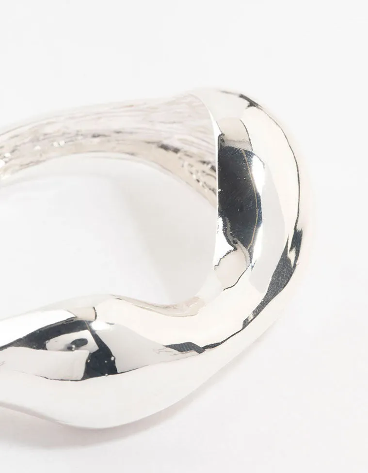 Silver Plated Molten Wrist Cuff Bracelet