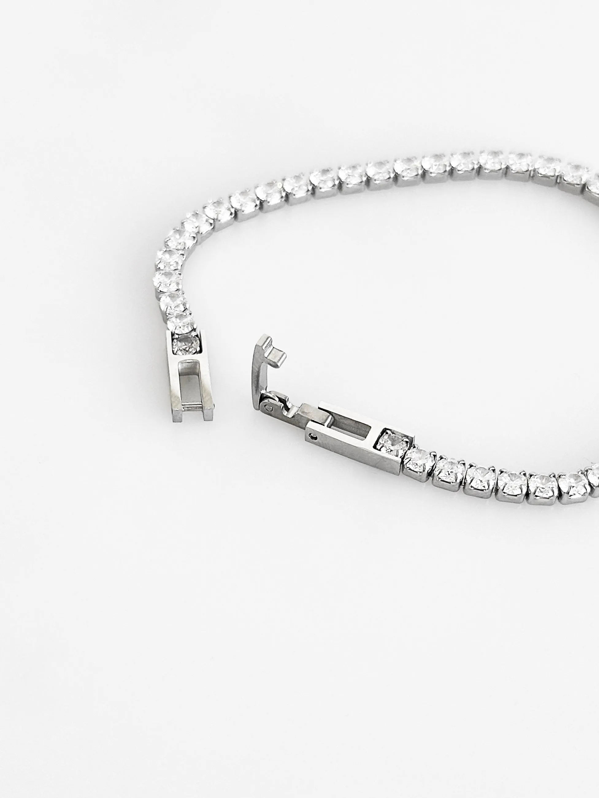 Stainless Steel Natural Elements Silver Tennis Bracelet