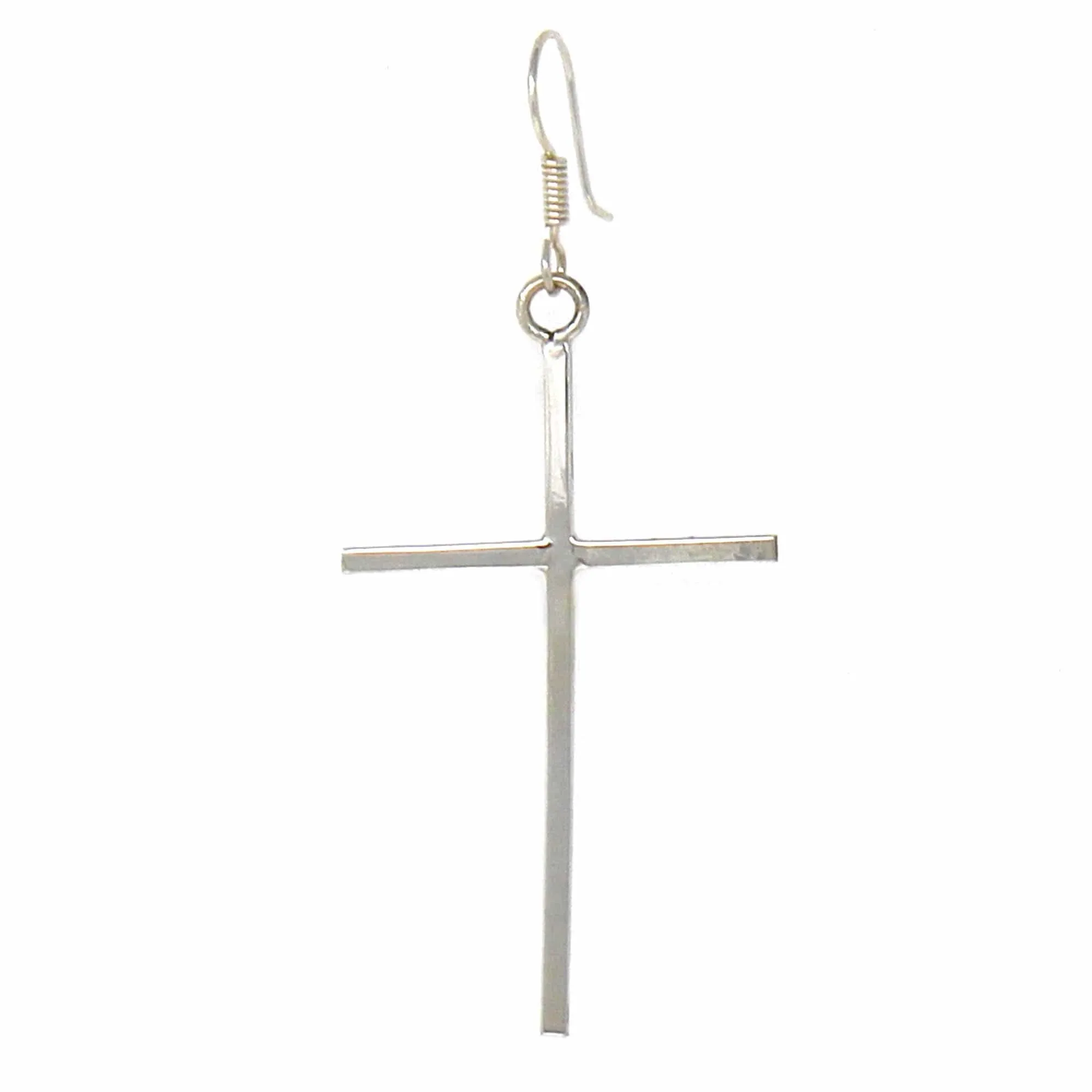 Sterling Silver Cross Drop Earrings Handmade in Mexico