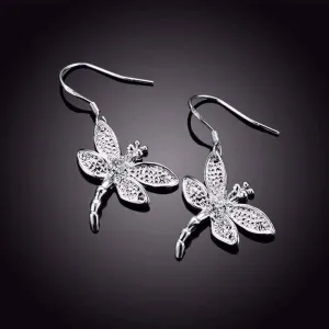 Sterling Silver Dragonfly Dangle Earrings