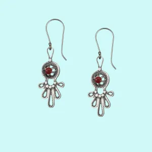 Sterling silver earrings Delicate Filigree cornelian / Eilat stones israeli earrings.