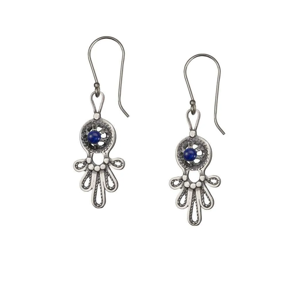 Sterling silver earrings Delicate Filigree cornelian / Eilat stones israeli earrings.