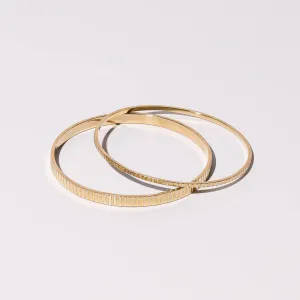 Thin or Medium Ridge Bangle Bracelet - Brass