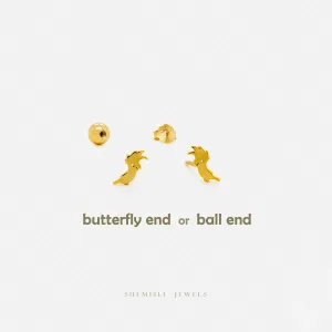 Tiny Cockatoo Parrot Stud Earrings, Unisex, Gold, Silver SHEMISLI SS835 Butterfly End, SS836 Screw Ball End (Type A) LR