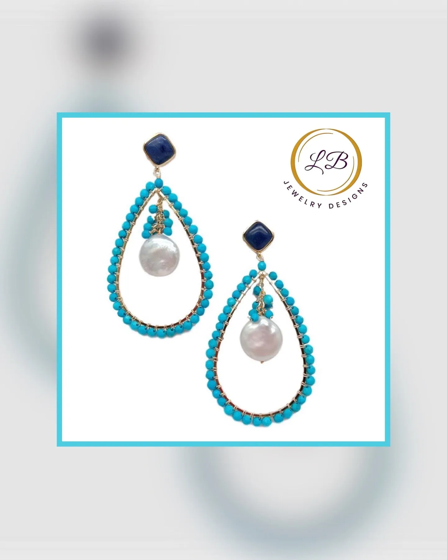 Turquoise, Lapis Lazuli & Coin Pearl Statement Earrings