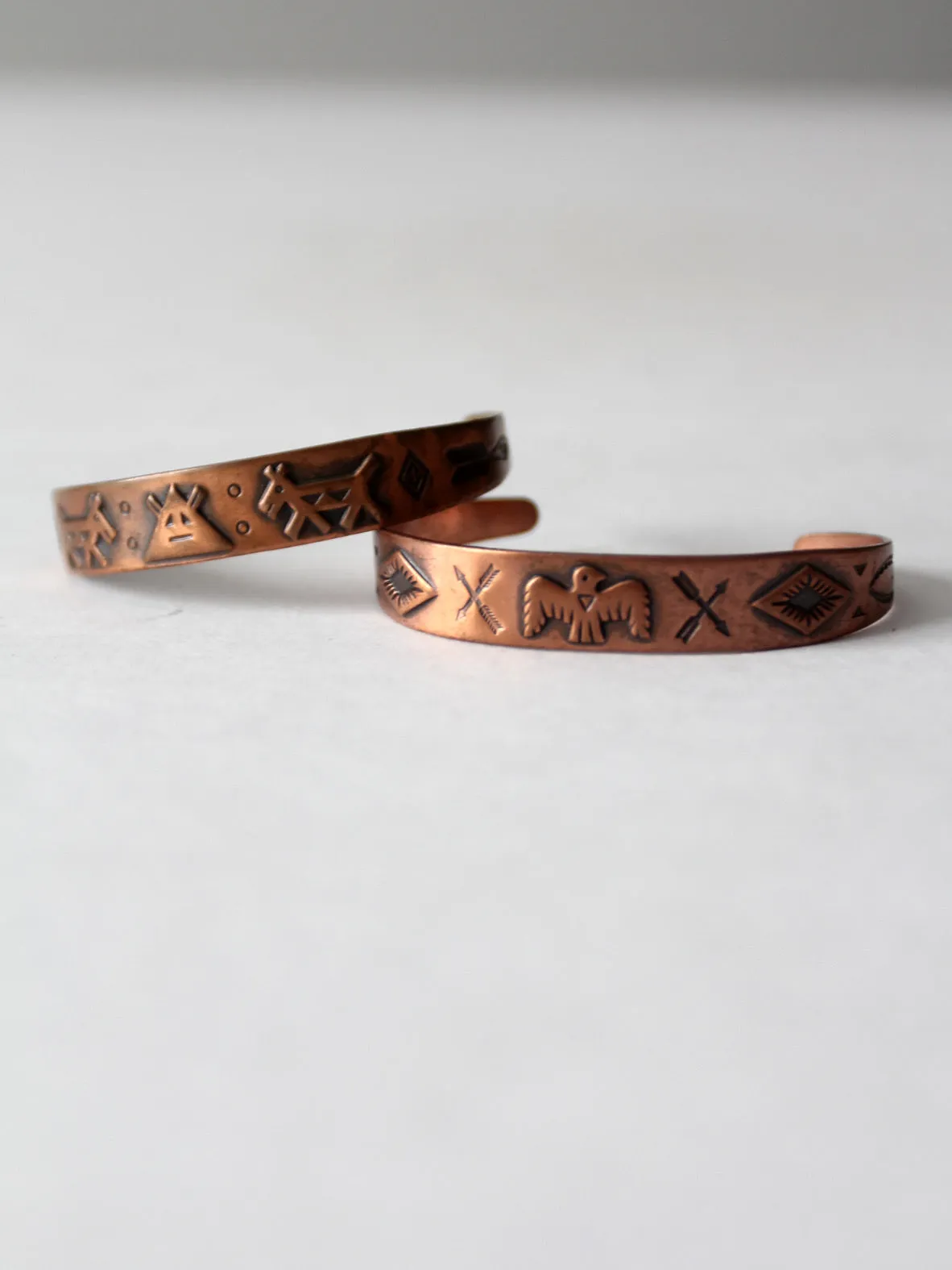 vintage southwestern copper cuff pair