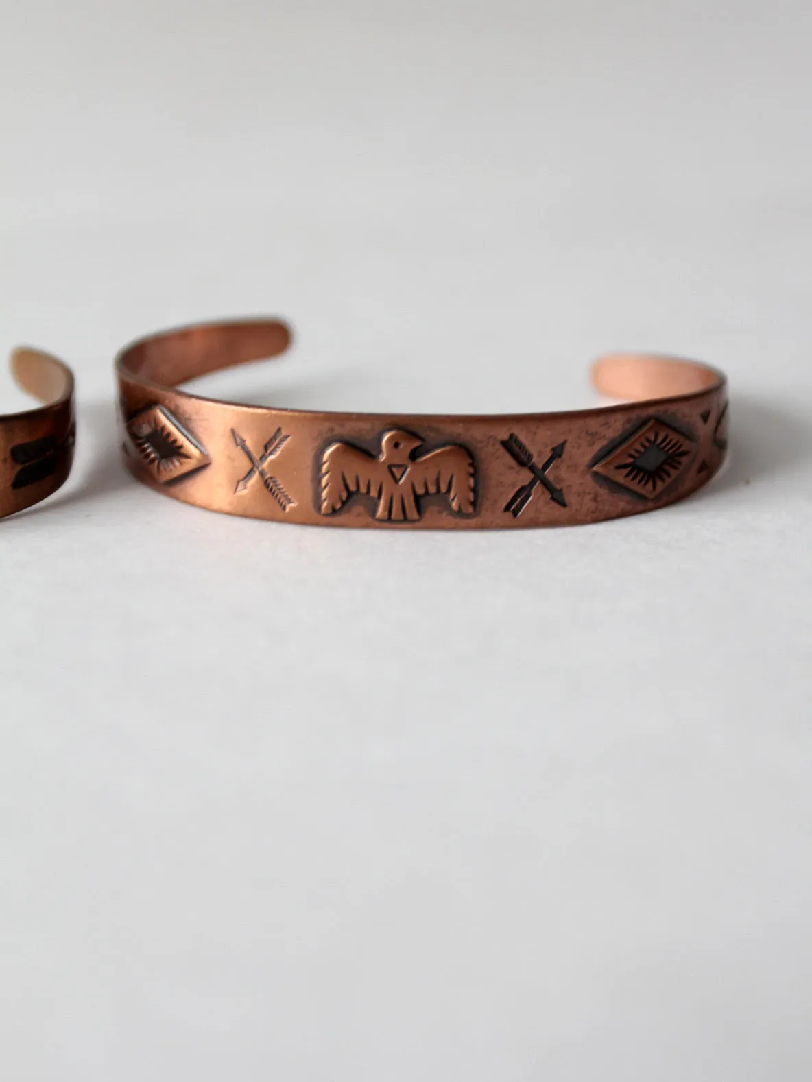 vintage southwestern copper cuff pair