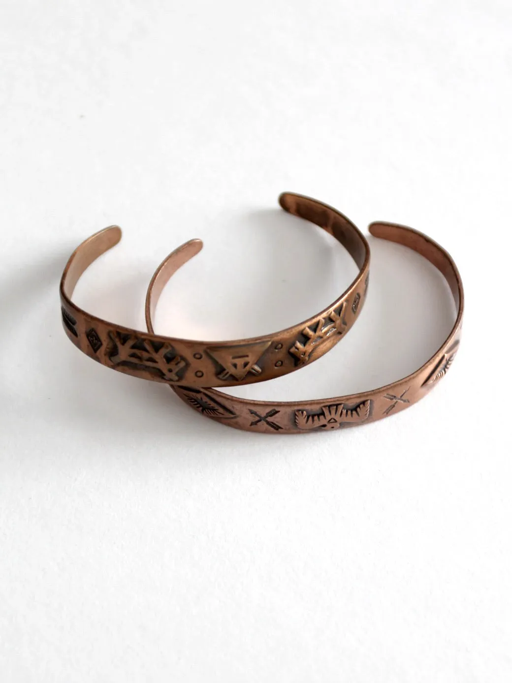 vintage southwestern copper cuff pair