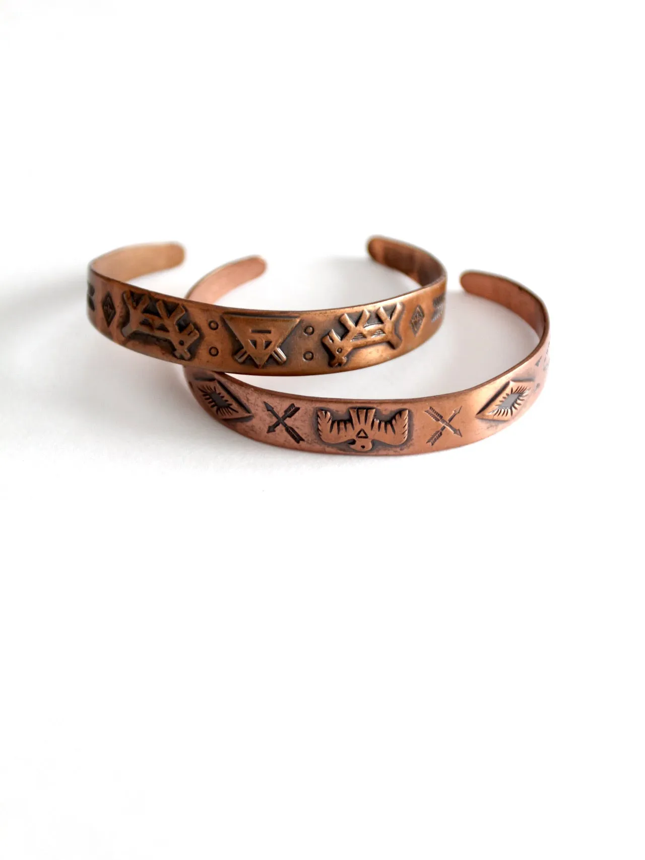 vintage southwestern copper cuff pair