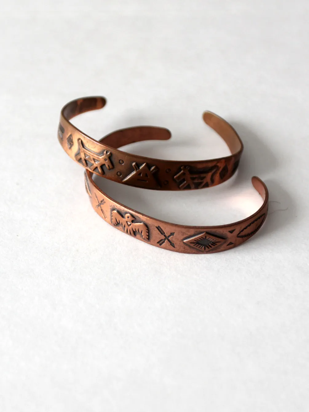 vintage southwestern copper cuff pair