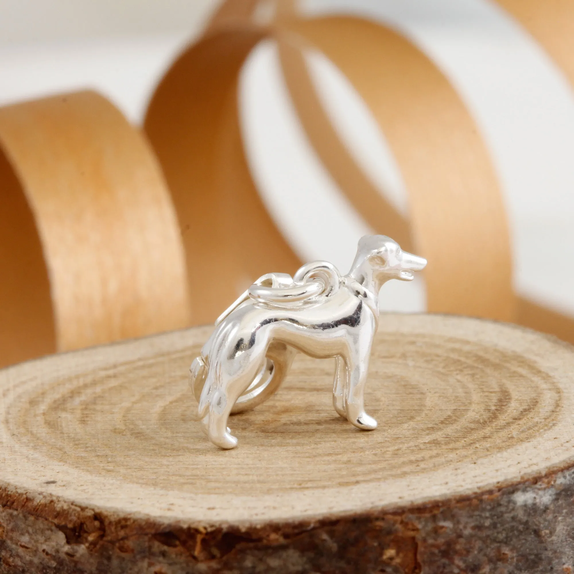 Whippet Silver Dog Charm