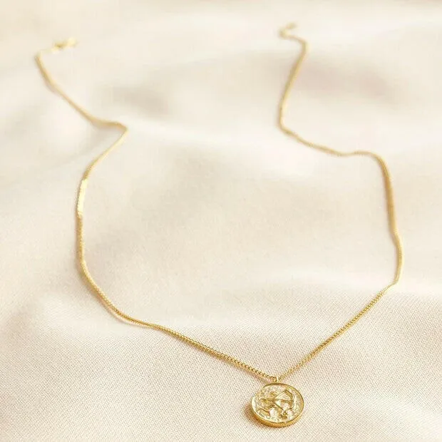 Zodiac Gold Sagittarius Coin Pendant Necklace